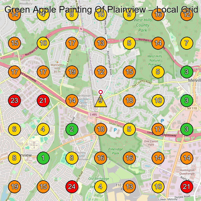Green Apple Painting Of Plainview Painter GeoGrid ranking map for Plainview NY