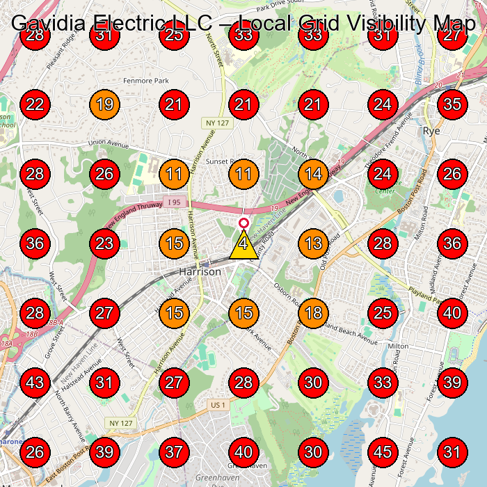 Gavidia Electric LLC GeoGrid visibility map for Electrician in Greenwich