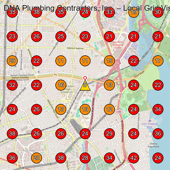 DNA Plumbing Contractors, Inc. GeoGrid visibility map for Plumber in Bronx
