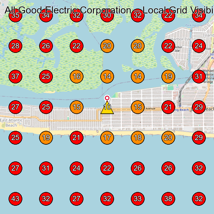 All Good Electric Corporation GeoGrid visibility map for Solar Energy Equipment Supplier in Cedarhurst