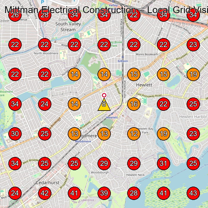 Mittman Electrical Construction GeoGrid visibility map for Solar Energy Equipment Supplier in Cedarhurst