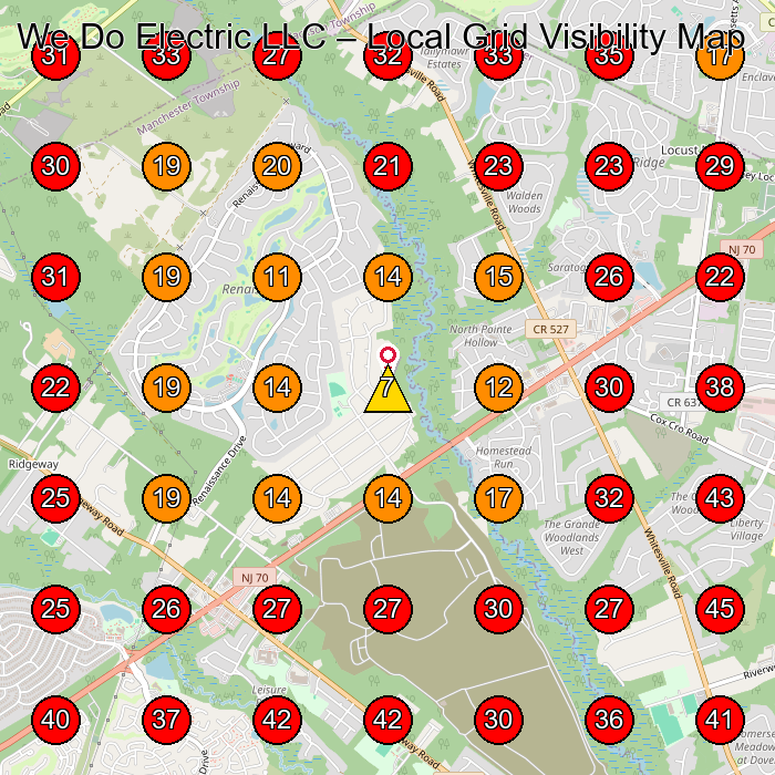 We Do Electric LLC GeoGrid visibility map for Electrician in Freehold Township