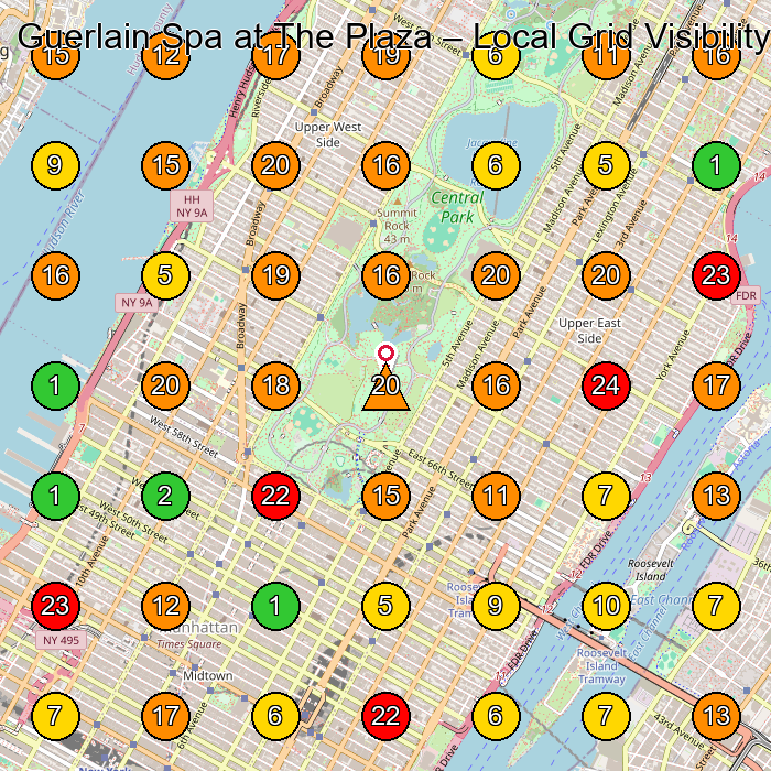 Guerlain Spa at The Plaza Attractions GeoGrid ranking map for New York NY