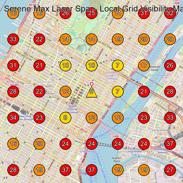 Serene Max Laser Spa GeoGrid visibility map for Attractions in New York