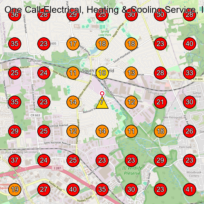 One Call Electrical, Heating & Cooling Service, Inc GeoGrid visibility map for Woodworker in South Plainfield