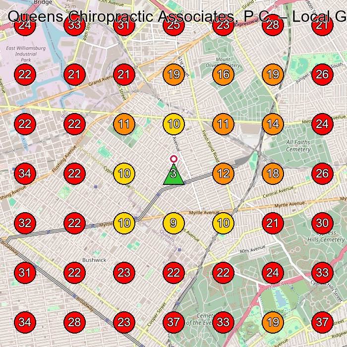 Queens Chiropractic Associates, P.C. GeoGrid visibility map for Pain Management Physician in Brooklyn