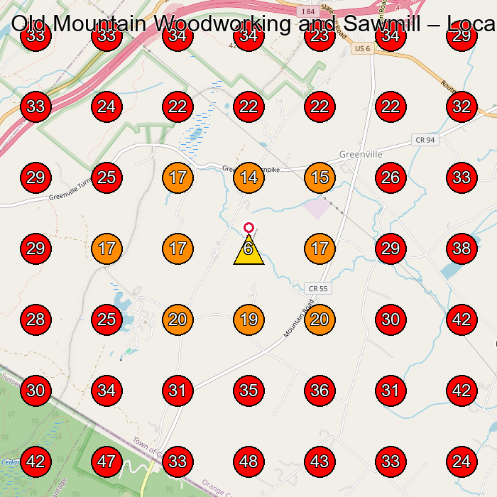 Old Mountain Woodworking and Sawmill GeoGrid visibility map for Pet Groomer in Port Jervis