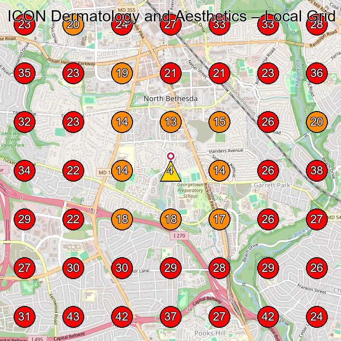 ICON Dermatology and Aesthetics GeoGrid visibility map for Home Builder in Rockville