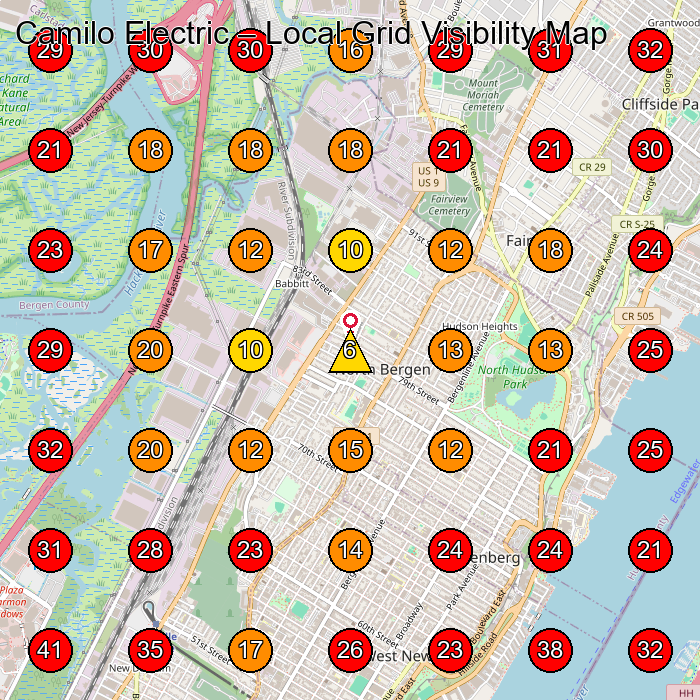 Camilo Electric GeoGrid visibility map for Handyman/Handywoman/Handyperson in Cliffside Park