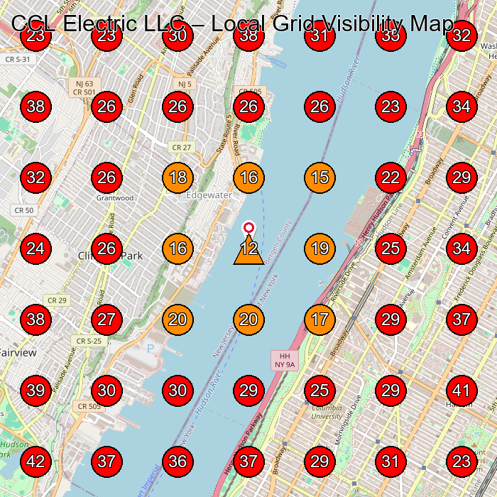 CCL Electric LLC GeoGrid visibility map for Handyman/Handywoman/Handyperson in Cliffside Park