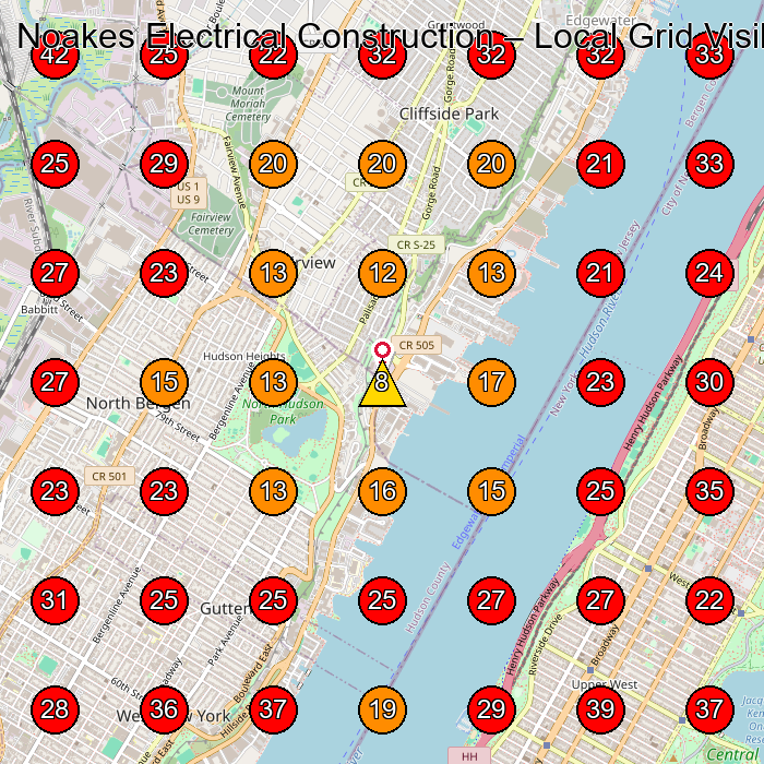 Noakes Electrical Construction GeoGrid visibility map for Handyman/Handywoman/Handyperson in Cliffside Park