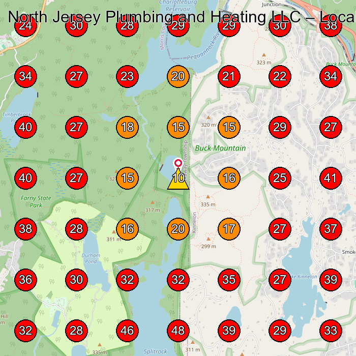 North Jersey Plumbing and Heating LLC GeoGrid visibility map for Plumber in None