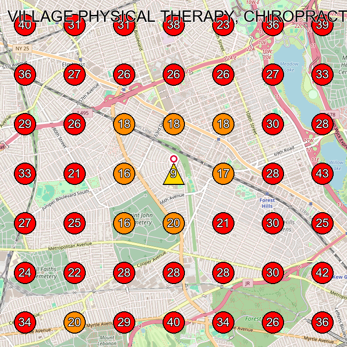 VILLAGE PHYSICAL THERAPY, CHIROPRACTIC & ACUPUNCTURE,PLLC GeoGrid visibility map for Physical Therapy Clinic in Queens