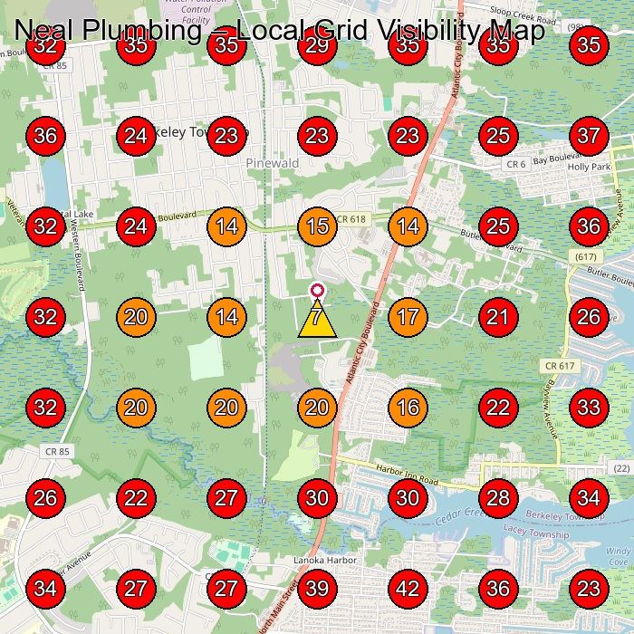 Neal Plumbing GeoGrid visibility map for Hair Salon in Bayville