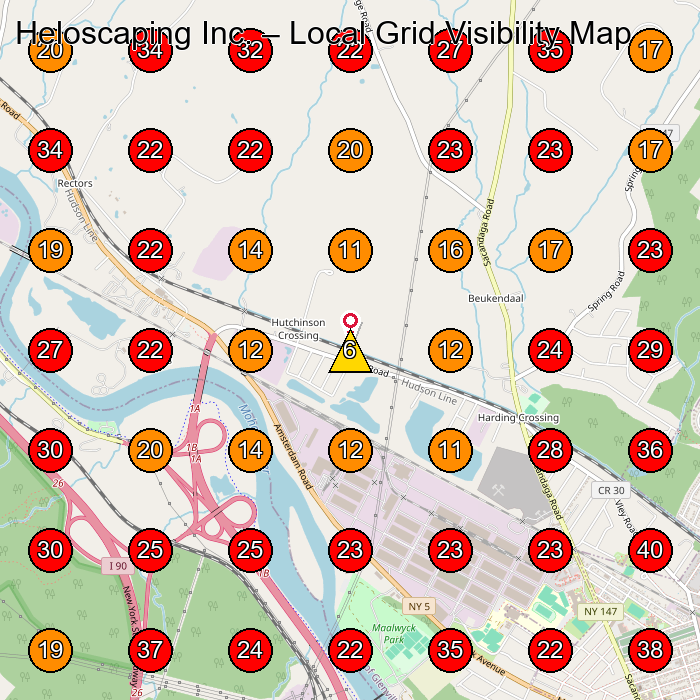 Heloscaping Inc. GeoGrid visibility map for Landscaper in Schenectady