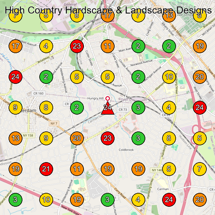 High Country Hardscape & Landscape Designs Landscaper GeoGrid ranking map for Schenectady NY