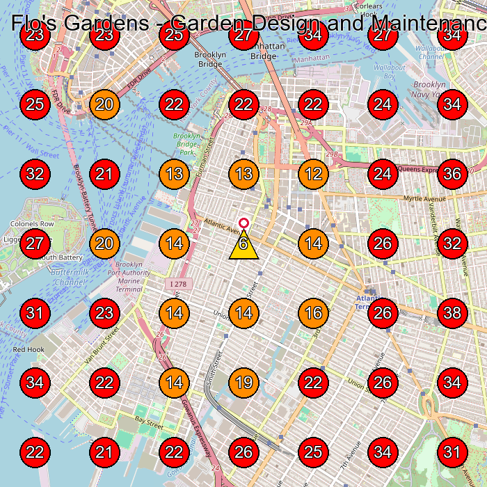 Flo's Gardens - Garden Design and Maintenance GeoGrid visibility map for Landscape Designer in Brooklyn