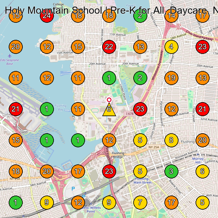 Holy Mountain School | Pre-K for All, Daycare, Nursery & After School in Flushing Preschool GeoGrid ranking map for Flushing NY