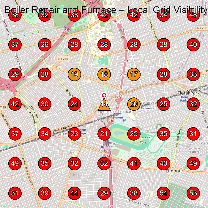 Boiler Repair and Furnace GeoGrid visibility map for Electrician in New Hyde Park
