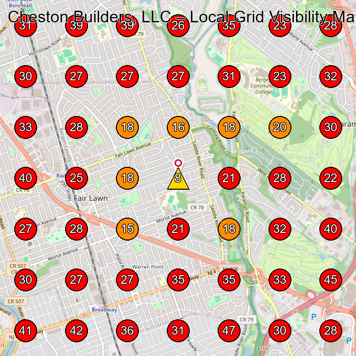 Cheston Builders, LLC GeoGrid visibility map for Contractor in Ho-Ho-Kus