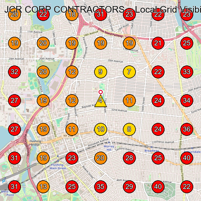 JCR CORP CONTRACTORS GeoGrid visibility map for Contractor in Queens