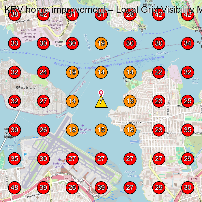 KRV home improvement GeoGrid visibility map for Contractor in Queens