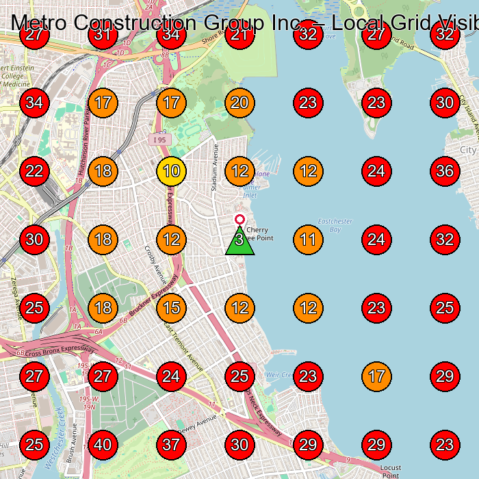 Metro Construction Group Inc. GeoGrid visibility map for Contractor in Queens