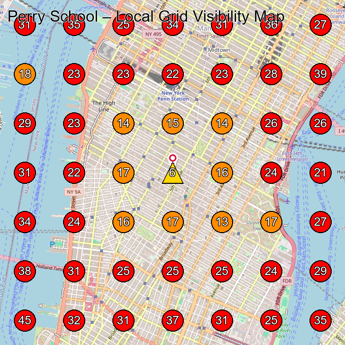 Perry School GeoGrid visibility map for Day Care Center in New York