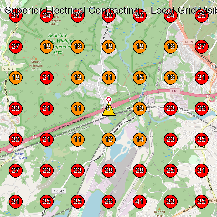 Superior Electrical Contracting GeoGrid visibility map for Electrician in 230 US-206 Bldg 2c