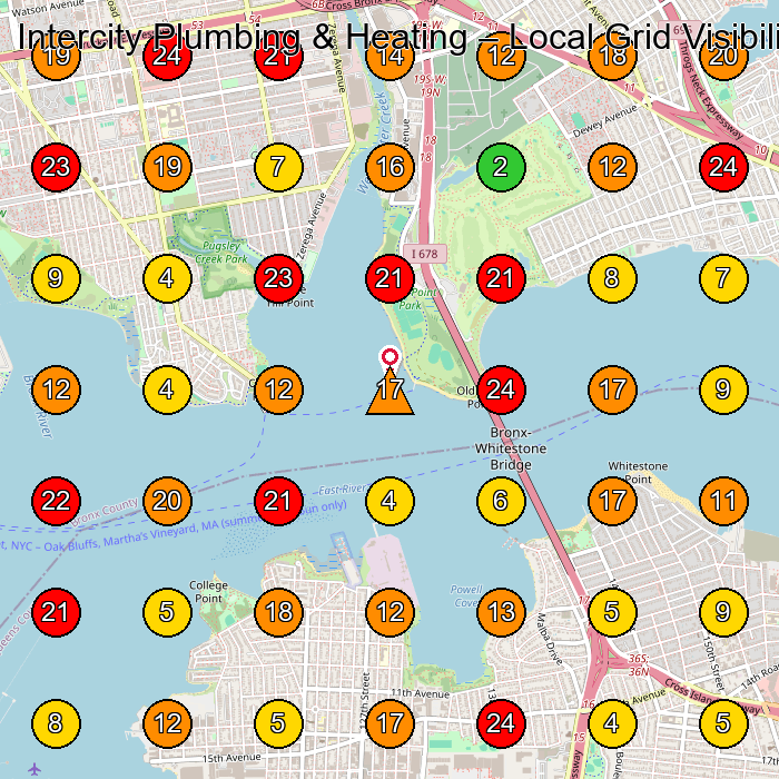 Intercity Plumbing & Heating Plumber GeoGrid ranking map for None
