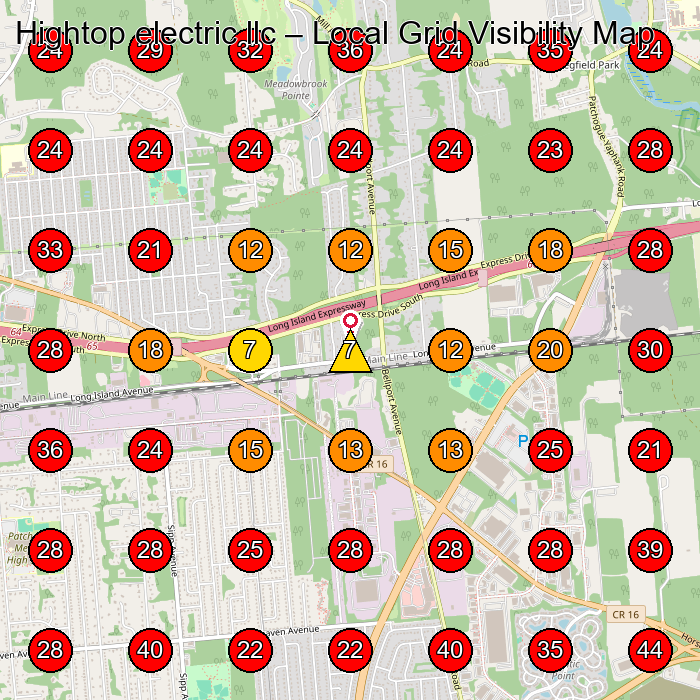Hightop electric llc GeoGrid visibility map for Electrician in Medford