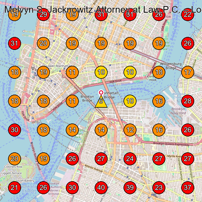 Melvyn S. Jacknowitz Attorney at Law P.C. GeoGrid visibility map for Lawyer in None