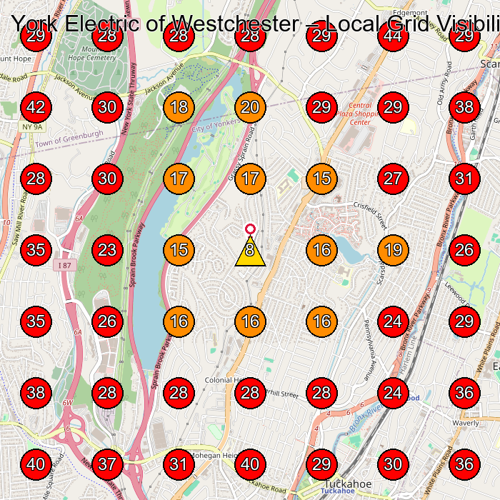 York Electric of Westchester GeoGrid visibility map for Electrician in Yonkers