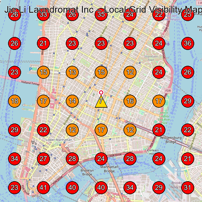 Jie Li Laundromat Inc GeoGrid visibility map for Dry Cleaner in New York
