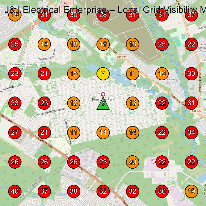J&J Electrical Enterprise GeoGrid visibility map for Electrician in Beachwood
