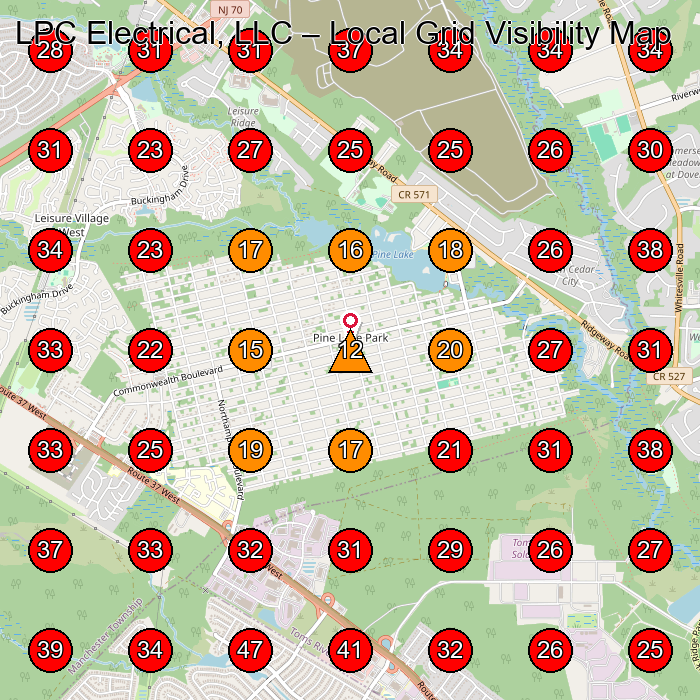 LPC Electrical, LLC GeoGrid visibility map for Electrician in Beachwood