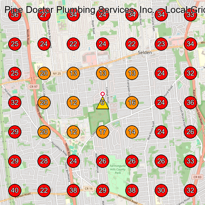 Pipe Doctor Plumbing Services, Inc. GeoGrid visibility map for Plumber in Holtsville
