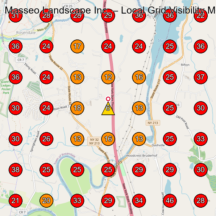 Masseo Landscape Inc. GeoGrid visibility map for General Contractor in Kingston