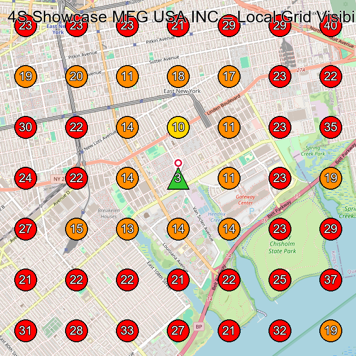4S Showcase MFG USA INC GeoGrid visibility map for Manufacturer in Brooklyn