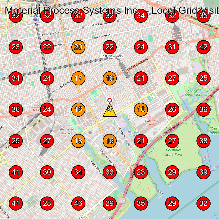 Material Process Systems Inc. GeoGrid visibility map for Manufacturer in Brooklyn