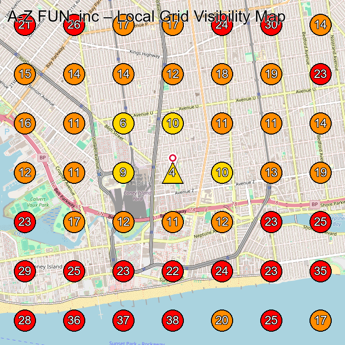 A-Z FUN, inc GeoGrid visibility map for Preschool in Brooklyn