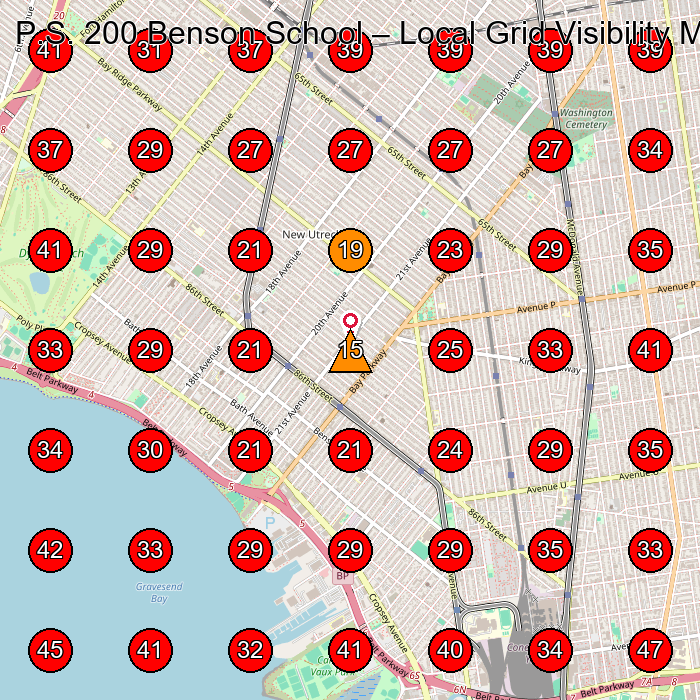 P.S. 200 Benson School GeoGrid visibility map for Preschool in Brooklyn