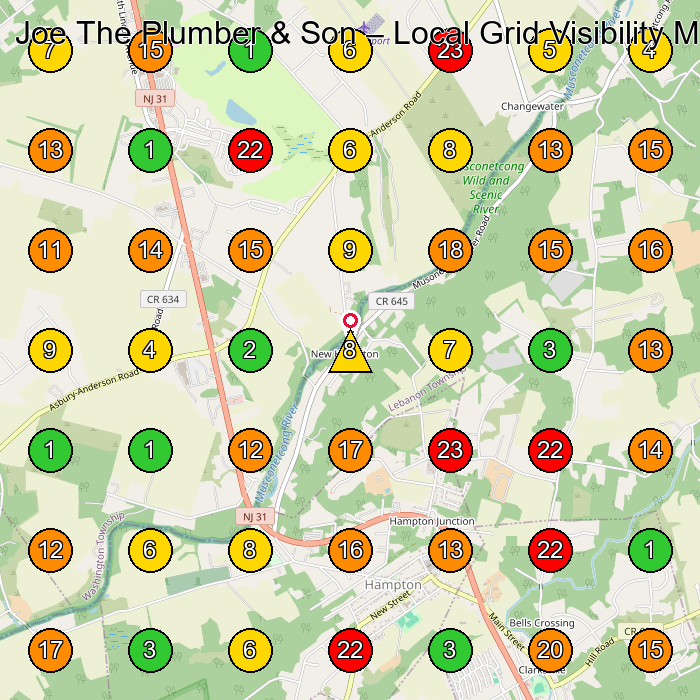 Joe The Plumber & Son Plumber GeoGrid ranking map for None