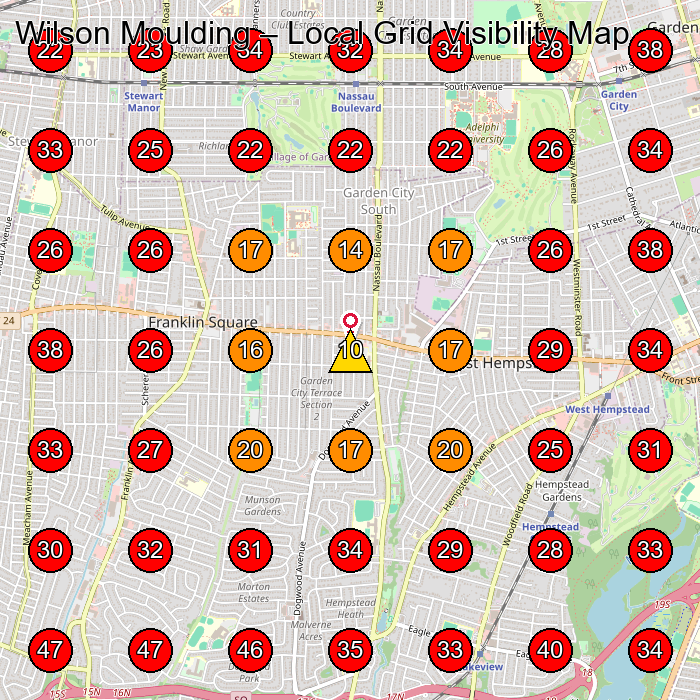 Wilson Moulding GeoGrid visibility map for Manufacturer in Hempstead
