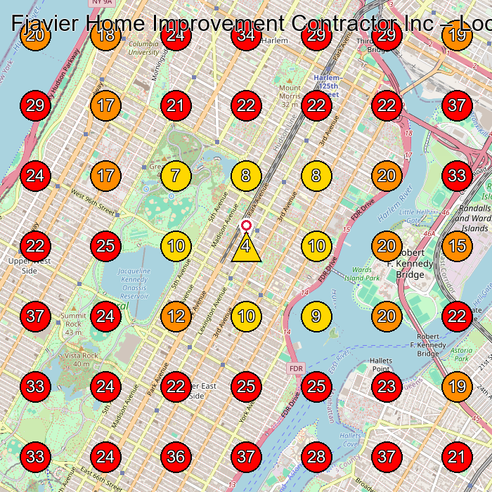 Fjavier Home Improvement Contractor Inc GeoGrid visibility map for Painter in Edgewater