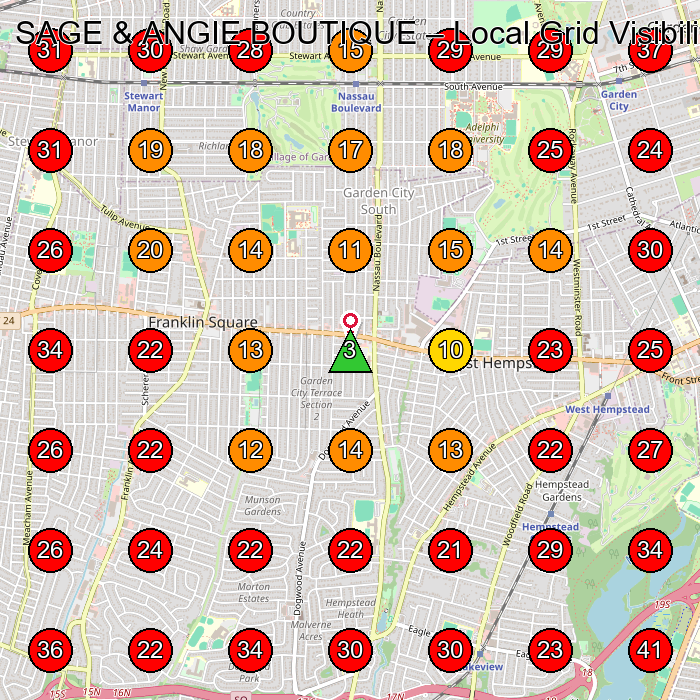 SAGE & ANGIE BOUTIQUE GeoGrid visibility map for Boutique in Stewart Manor