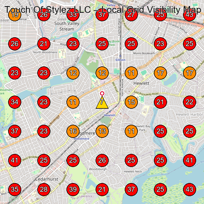 Touch Of Stylez LLC GeoGrid visibility map for Boutique in Stewart Manor