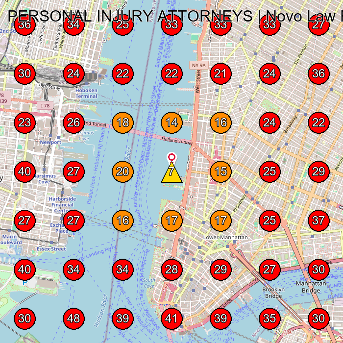 PERSONAL INJURY ATTORNEYS | Novo Law Firm PC GeoGrid visibility map for Personal Injury Attorney in New York