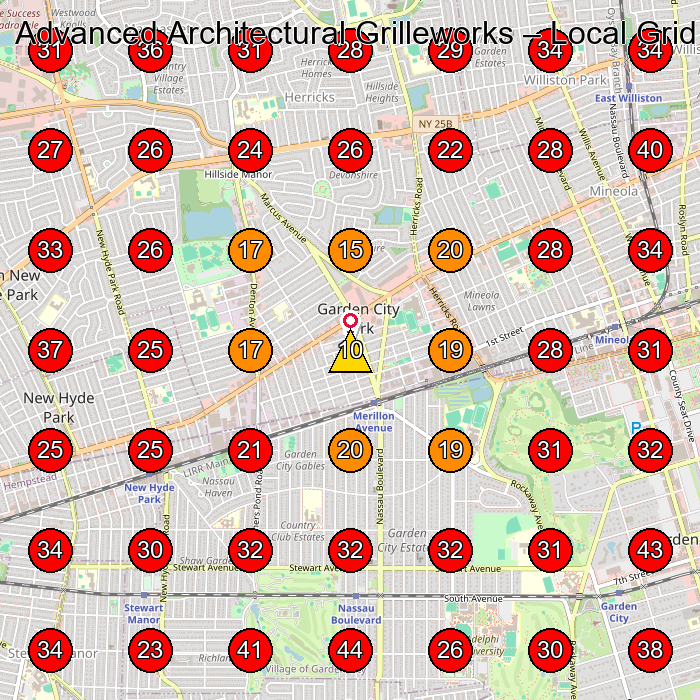 Advanced Architectural Grilleworks GeoGrid visibility map for Manufacturer in Floral Park