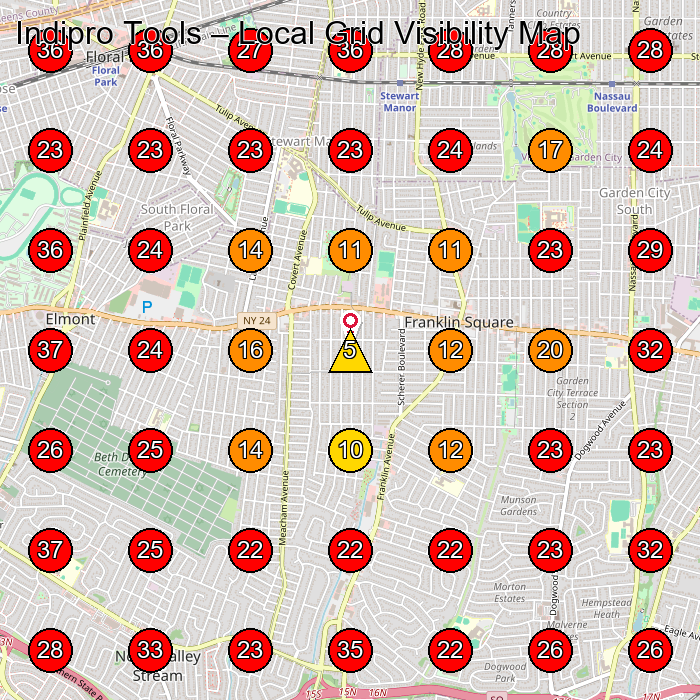 Indipro Tools GeoGrid visibility map for Manufacturer in Floral Park